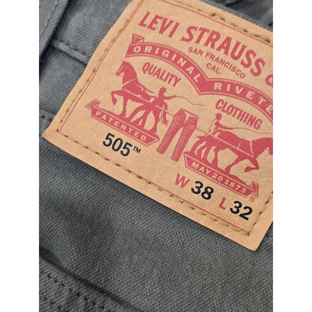 Levi's 505 Regular Fit Jeans Men's 38x32 Olive Green  Stretch Denim NWT $69.50 - Picture 4 of 10
